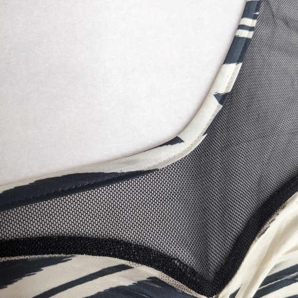 Wet Seal NWT Zebra mesh ruched one shoulder dress 3XL black cream - Picture 4 of 17